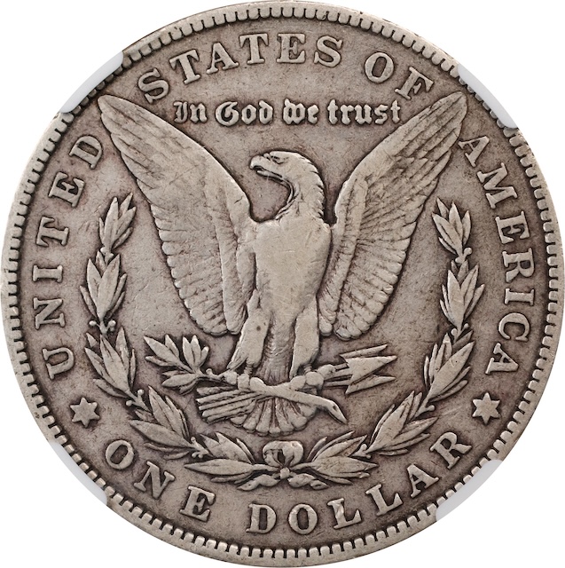 1901 Morgan dollar VAM-3 Shifted Eagle reverse close-up showing doubled tail feathers and shifted eagle position